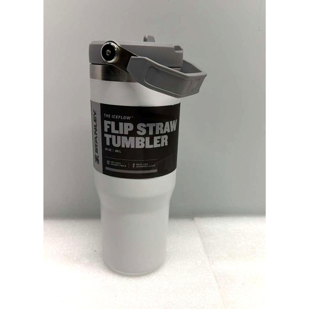 STANLEY 30 oz ICEFLOW Flip Straw BPA-FREE Stainless Steel TUMBLER in Polar White - Picture 1 of 2